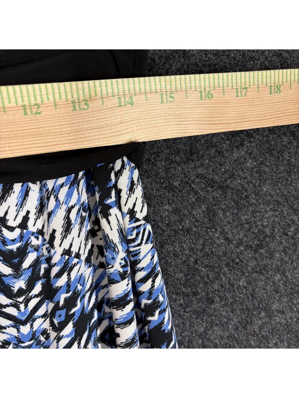 AB Studio Skirt Women M Medium Blue Geometric Maxi Long High Rise Stretch Casual - Picture 3 of 7
